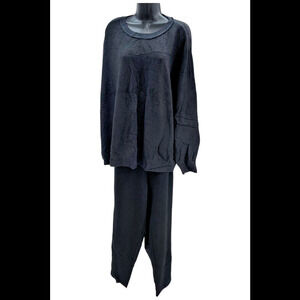 Barefoot Dreams Women's CozyChic Pullover & Straight Leg Pant Black - Petite